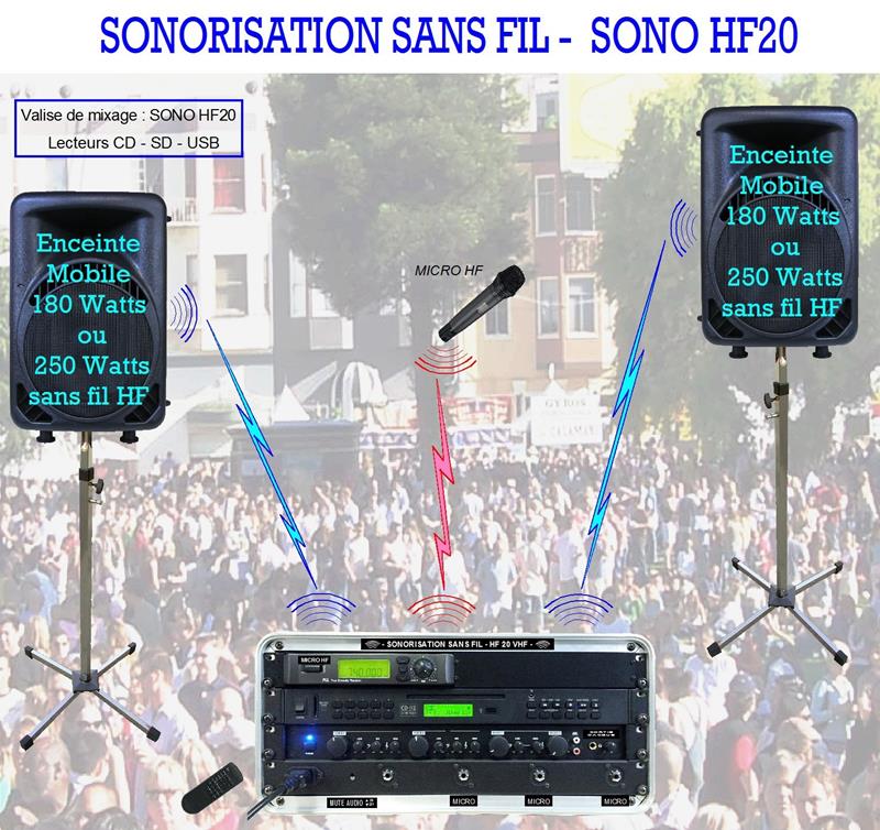 sonorisation sans fil SONO HF20 - 2 lecteurs CD/USB/SD